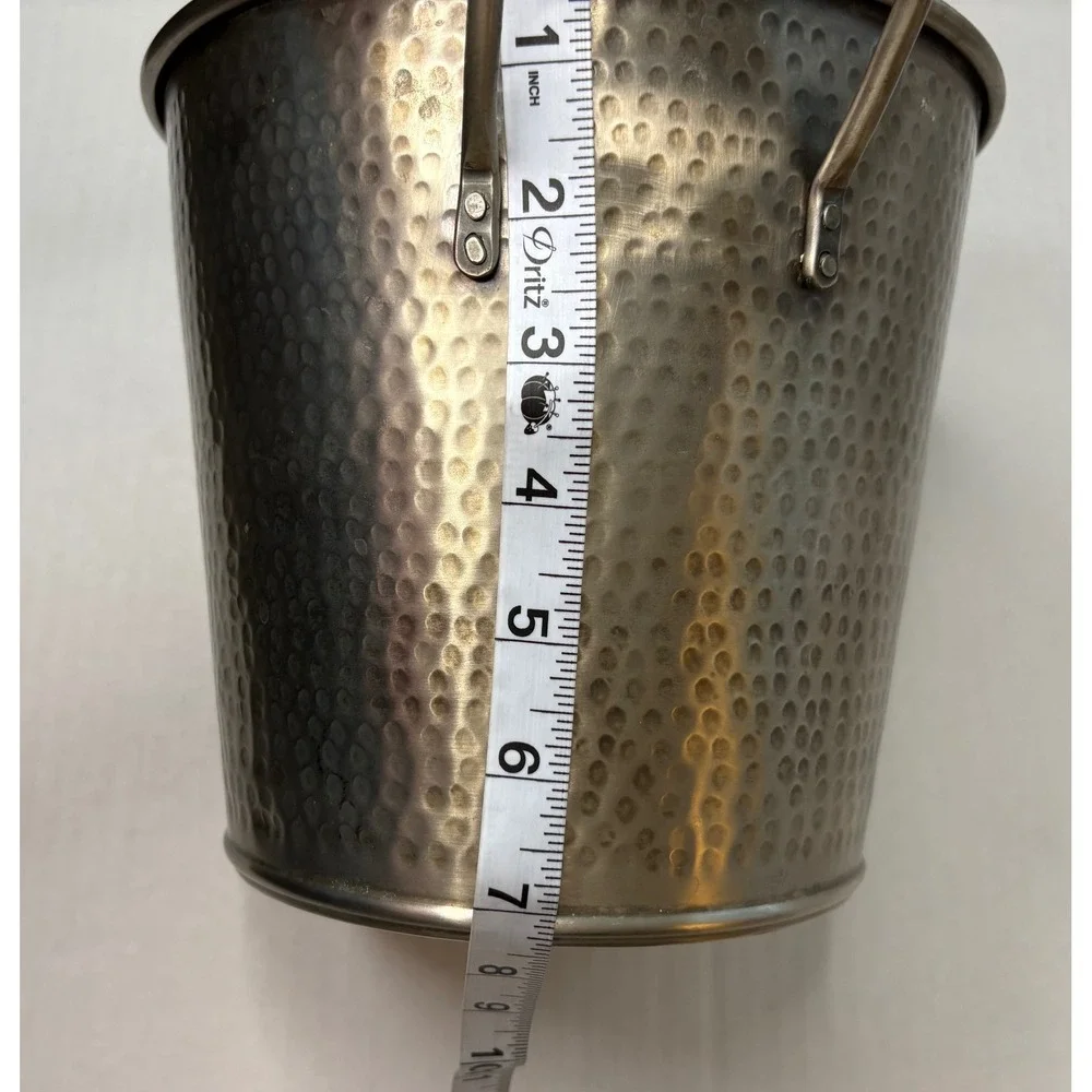Pottery Barn Retired Hammered Nickel Stainless Steel Ice Bucket with Handles